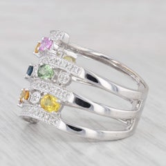 2.38ctw Sapphire Diamond Layered Cocktail Ring 14k White Gold Size 9 Benham