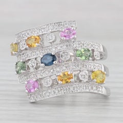 2,38 Karat Saphir Diamant Layered Cocktail-Ring 14k Weißgold Größe 9 Benham