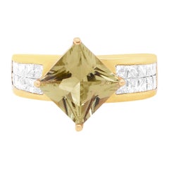 2.39 Carat Natural Color Changing Diaspore and Diamond Ring