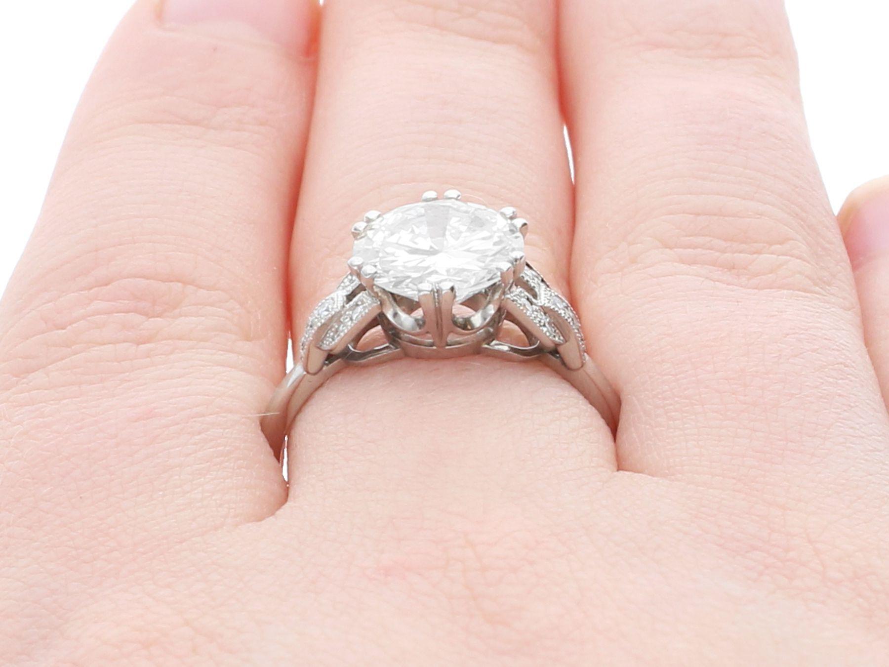 2.39 Carat Diamond and Platinum Solitaire Engagement Ring For Sale 7
