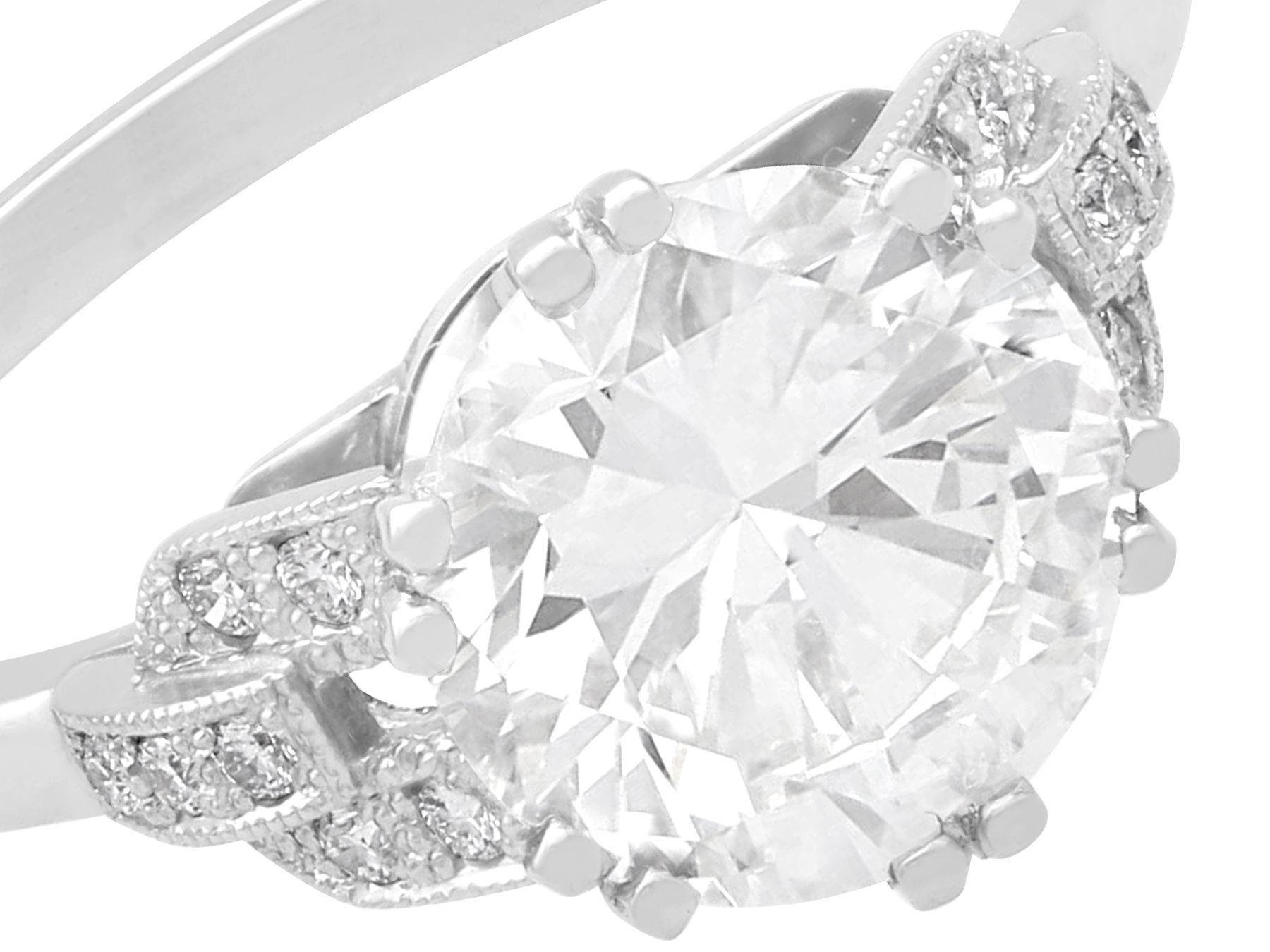 Round Cut 2.39 Carat Diamond and Platinum Solitaire Engagement Ring For Sale