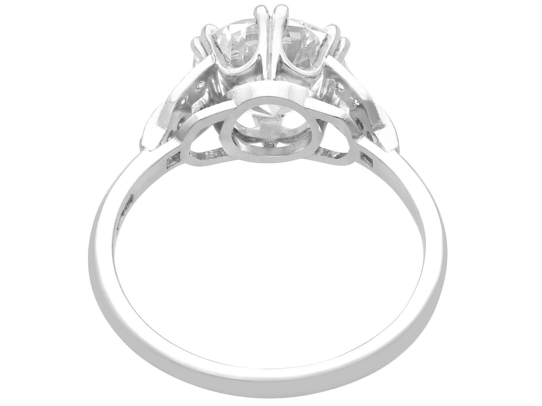 2.39 Carat Diamond and Platinum Solitaire Engagement Ring For Sale 2