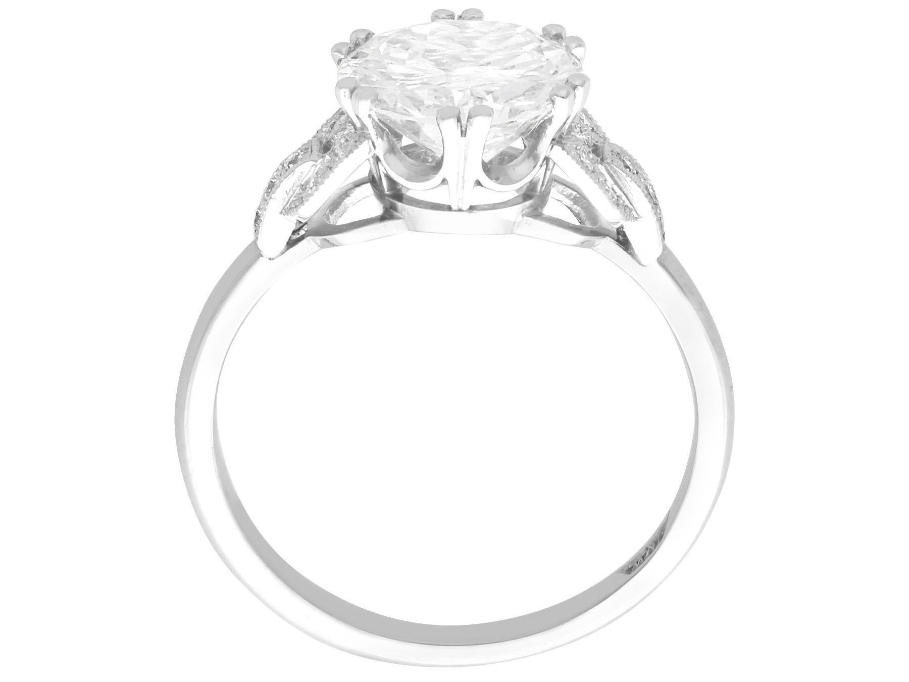 2.39 Carat Diamond and Platinum Solitaire Engagement Ring For Sale 3