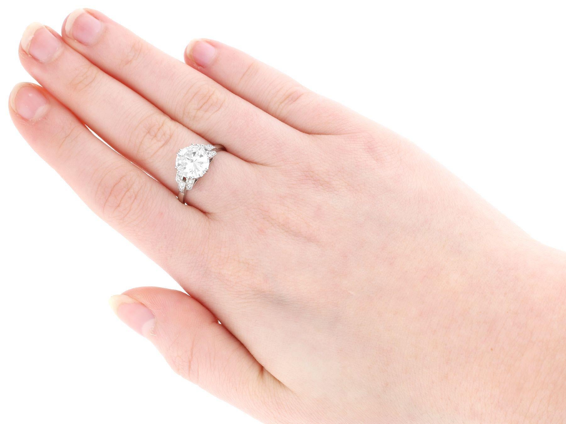 2.39 Carat Diamond and Platinum Solitaire Engagement Ring For Sale 5