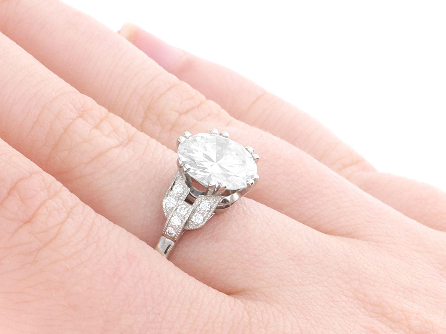 2.39 Carat Diamond and Platinum Solitaire Engagement Ring For Sale 6