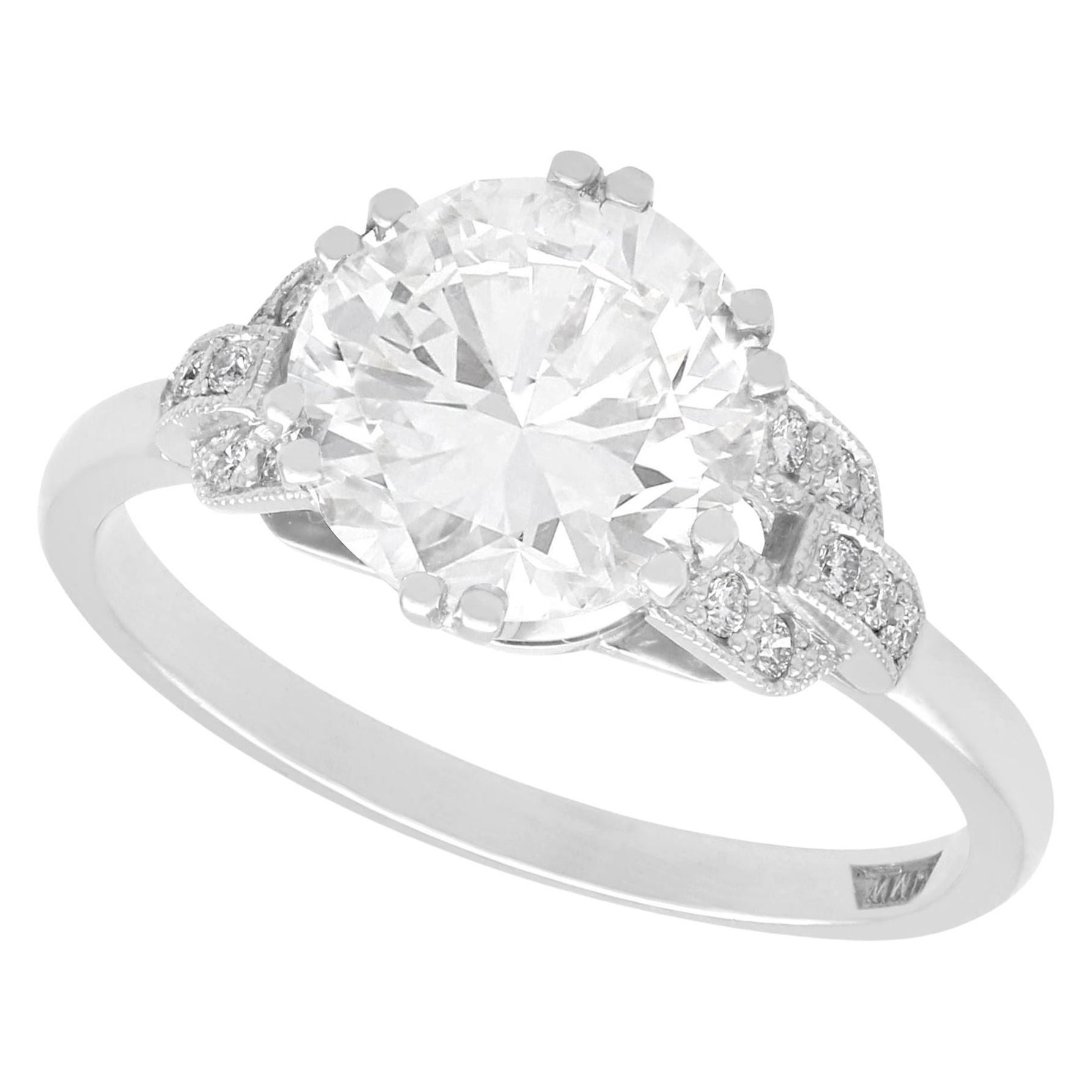 2.39 Carat Diamond and Platinum Solitaire Engagement Ring For Sale
