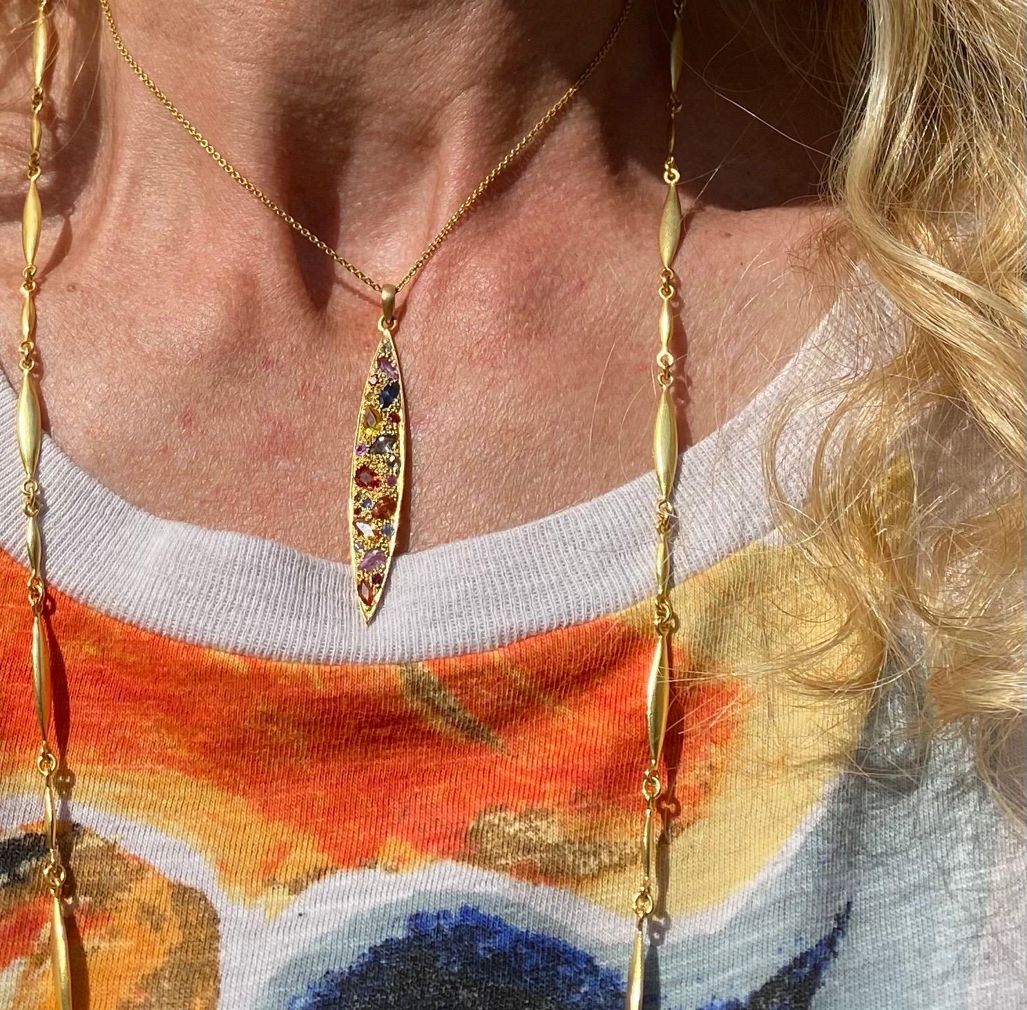 2.39 Carat Multicolored Sapphire Gold Pendant Necklace by Lauren Harper 1