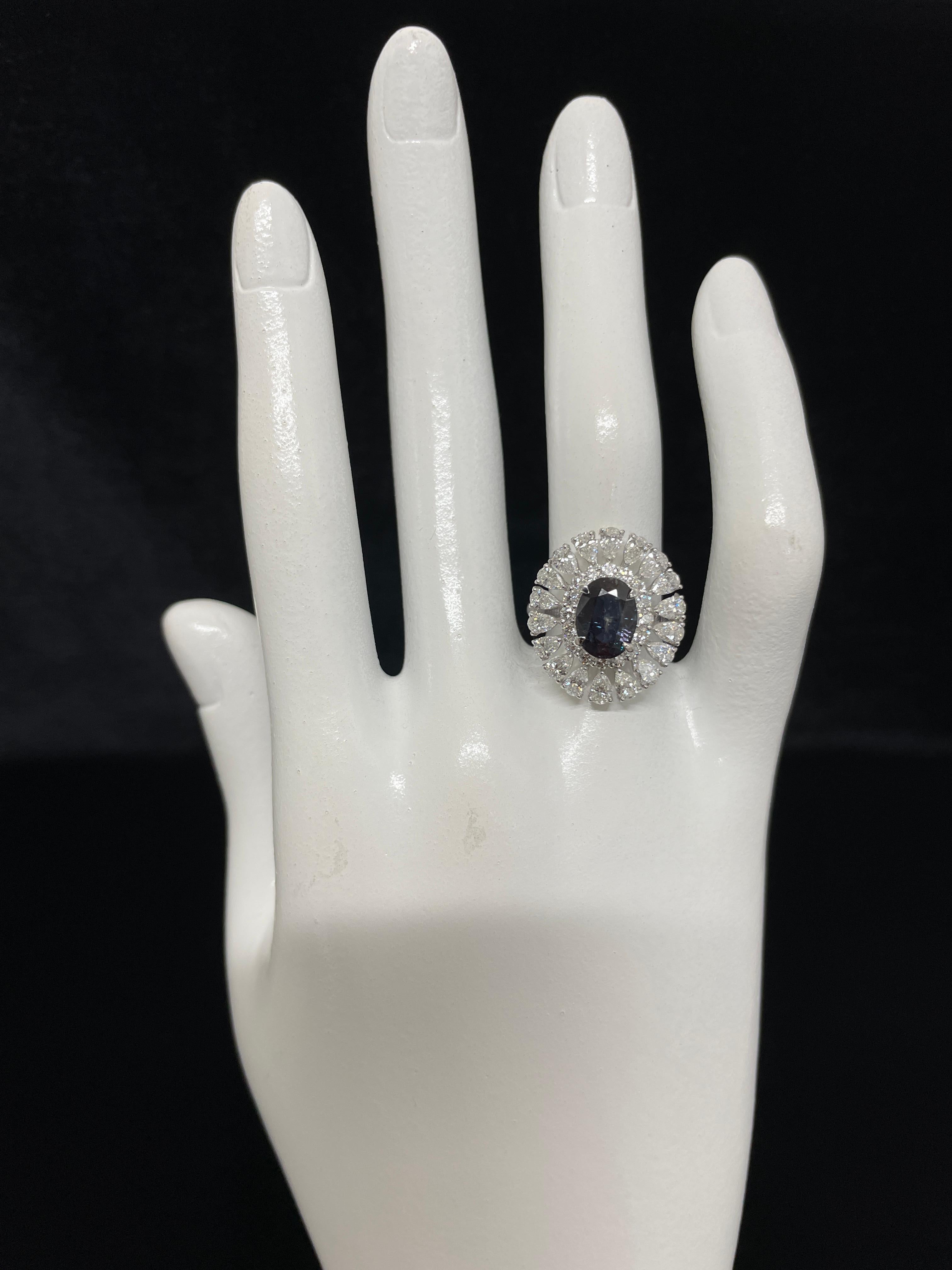 Moderne Bague en platine avec alexandrite brésilienne naturelle de 2,39 carats et diamants en vente
