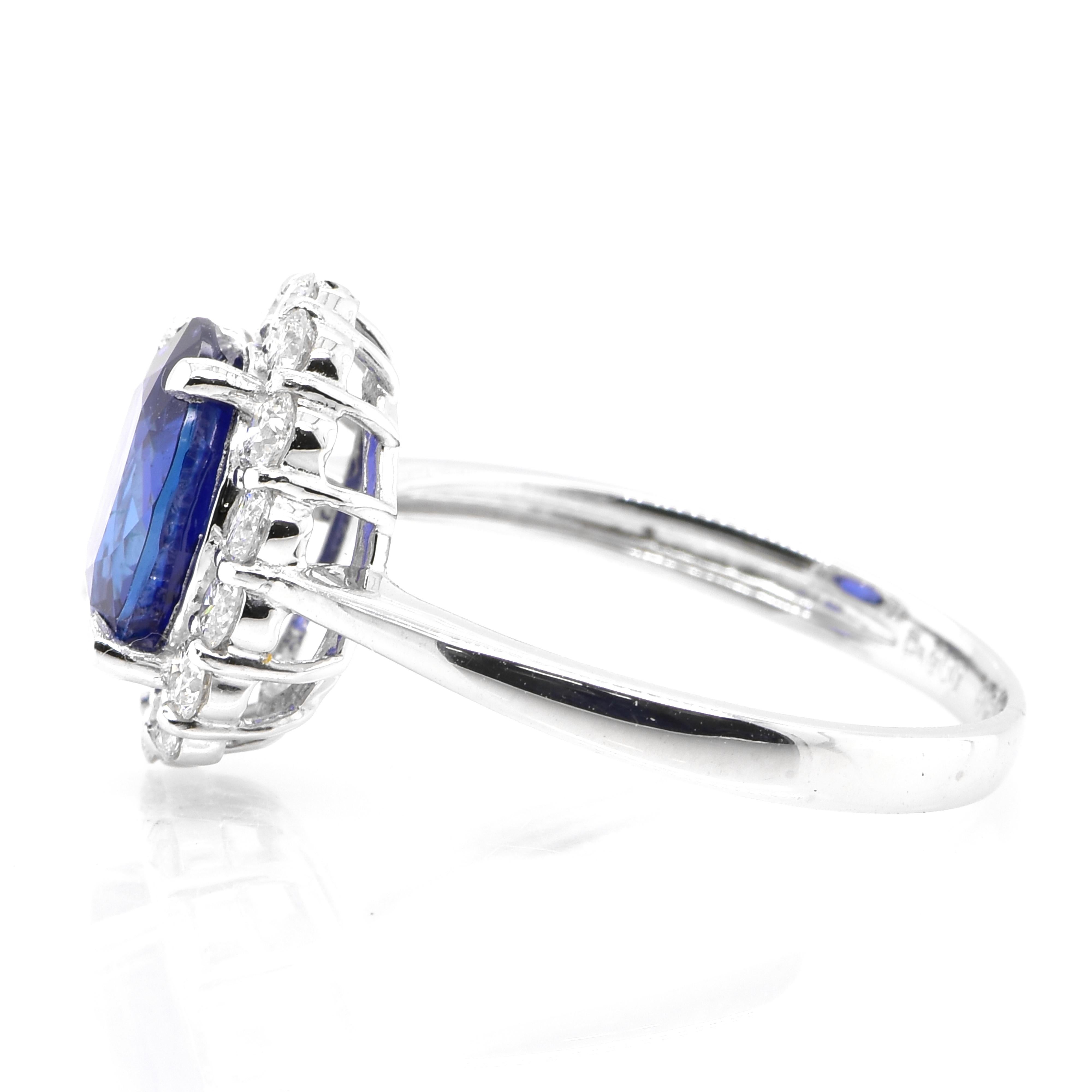 Oval Cut 2.39 Carat Natural, Unheated, Ceylon Sapphire and Diamond Ring Made in Platinum For Sale