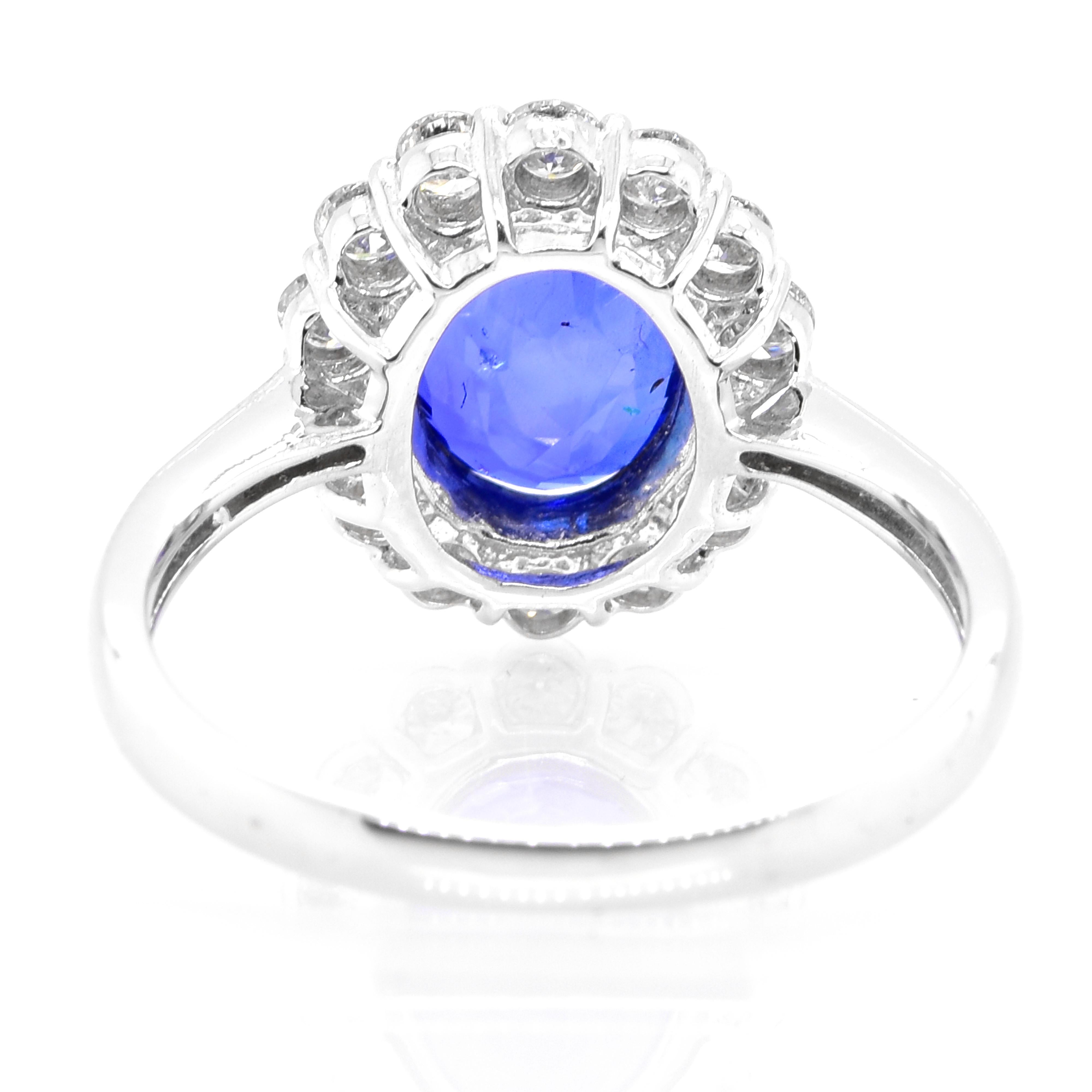 Women's 2.39 Carat Natural, Unheated, Ceylon Sapphire and Diamond Ring Made in Platinum For Sale