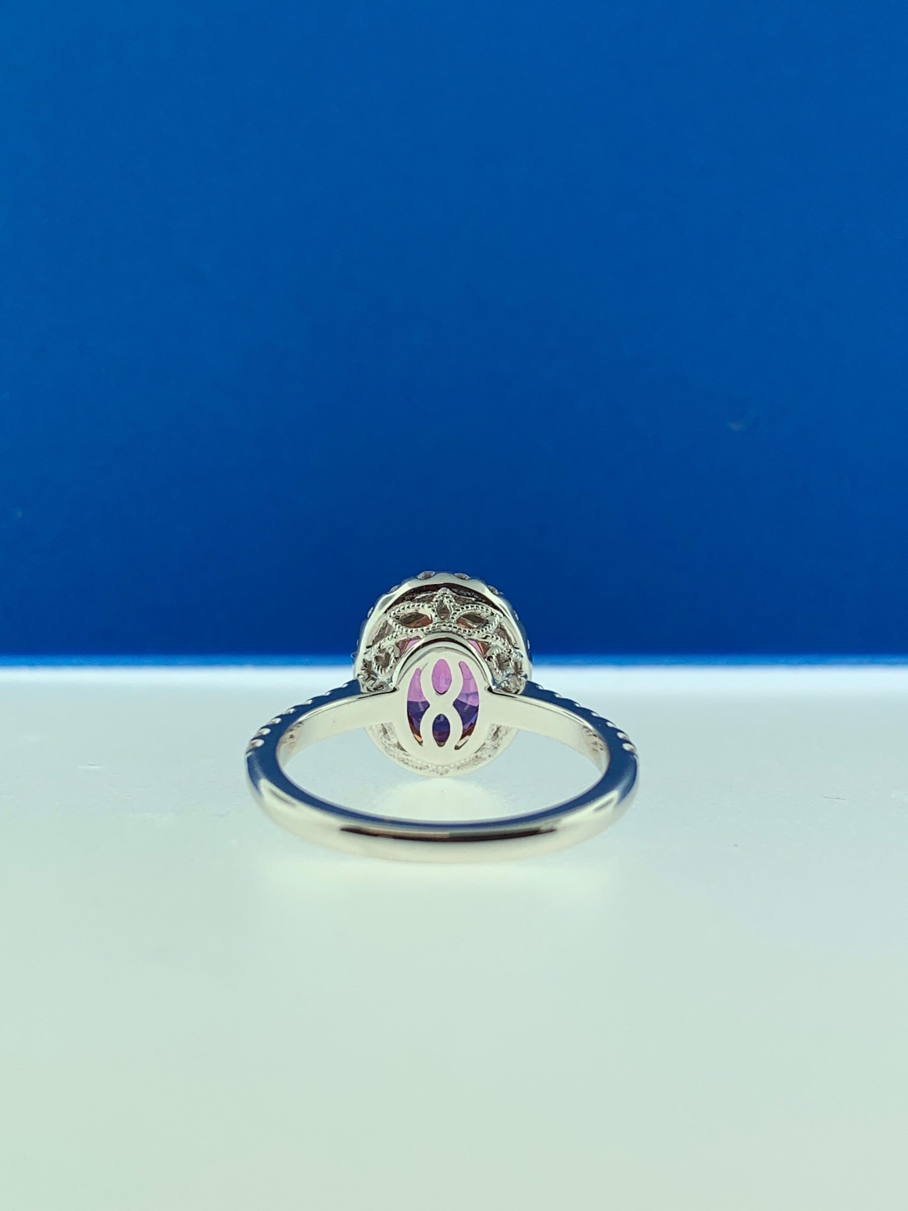 Women's 2.39 Carat Oval Pink Sapphire and Diamond Cocktail Ring