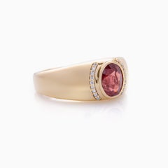 2.39 Carat Red Spinel and 0.09 Carat Diamond Ring in 14K Yellow Gold