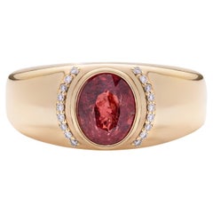 Bague en or jaune 14K avec spinelle rouge de 2,39 carats et diamant de 0,09 carat