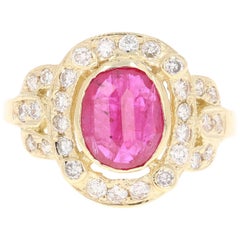 2.39 Carat Ruby Diamond 14 Karat Yellow Gold Ring