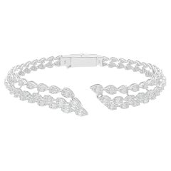 Bracelet jonc en or blanc 14 carats avec diamants baguettes SI/H de 2,39 carats