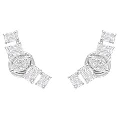 2,39 Karat SI/H Marquise Smaragdschliff Diamant Curve-Ohrringe 14 Karat Weißgold