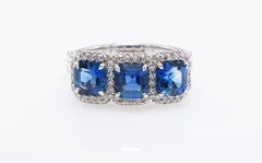 2.39 Carat Square Emerald Sapphire Ring