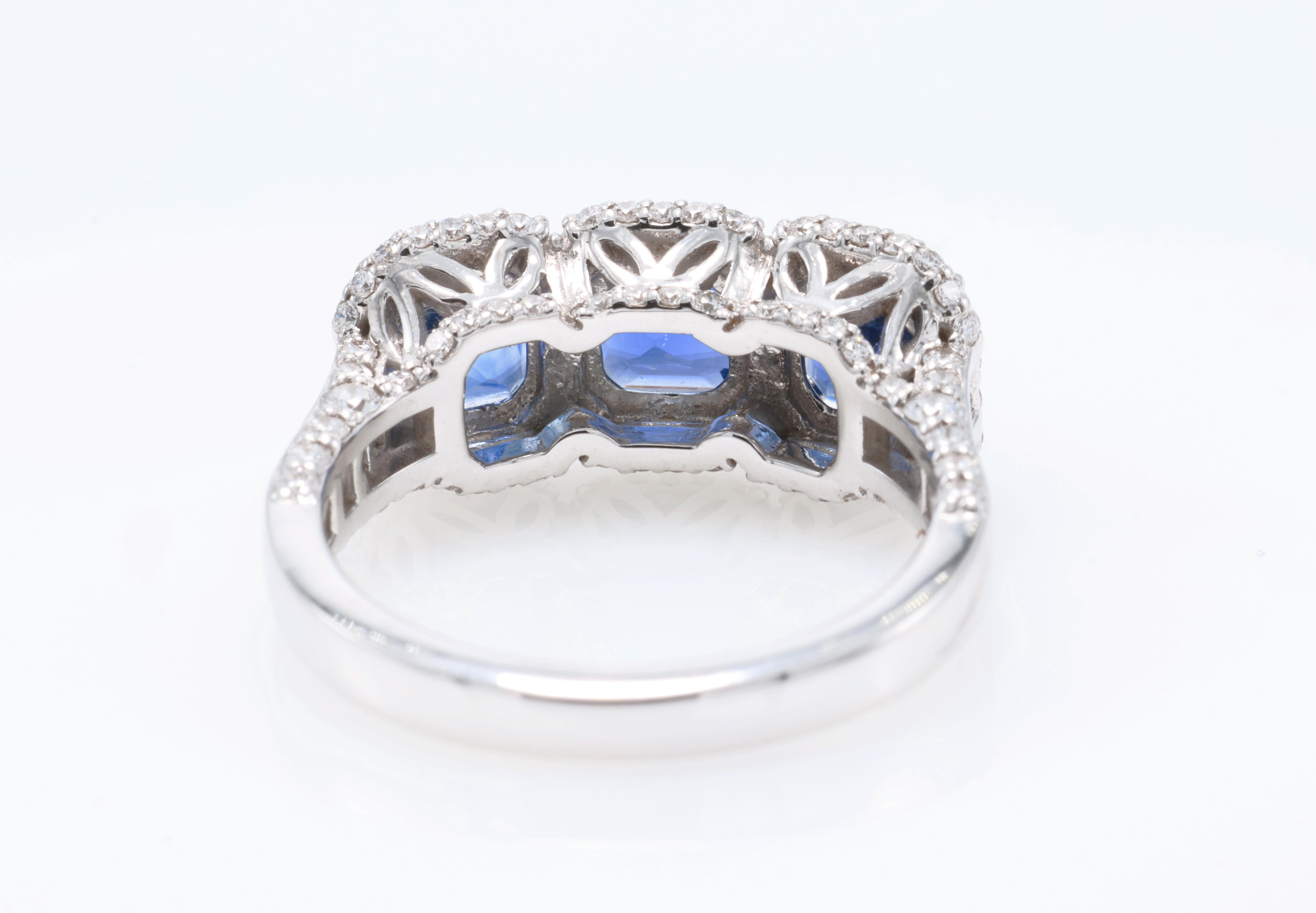 Bague carrée saphir émeraude 2,39 carats Unisexe en vente