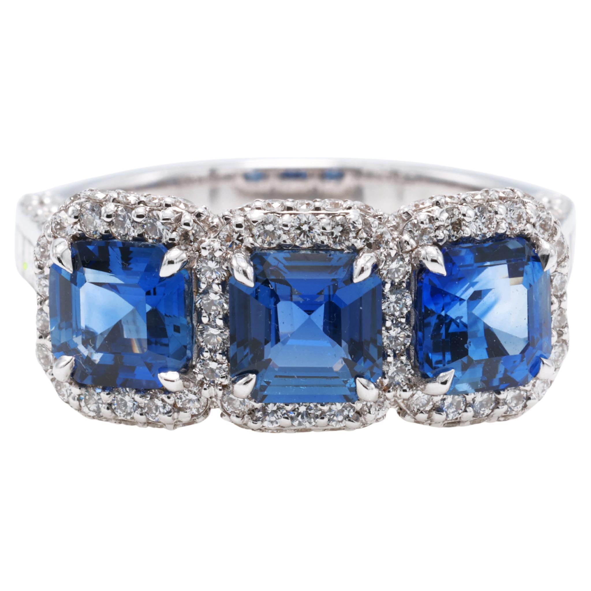 2.39 Carat Square Emerald Sapphire Ring