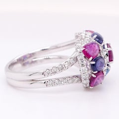 2,39 carati di uno zaffiro unico nel suo genere ''Nebula'' Anello di design senza calore 18 carati