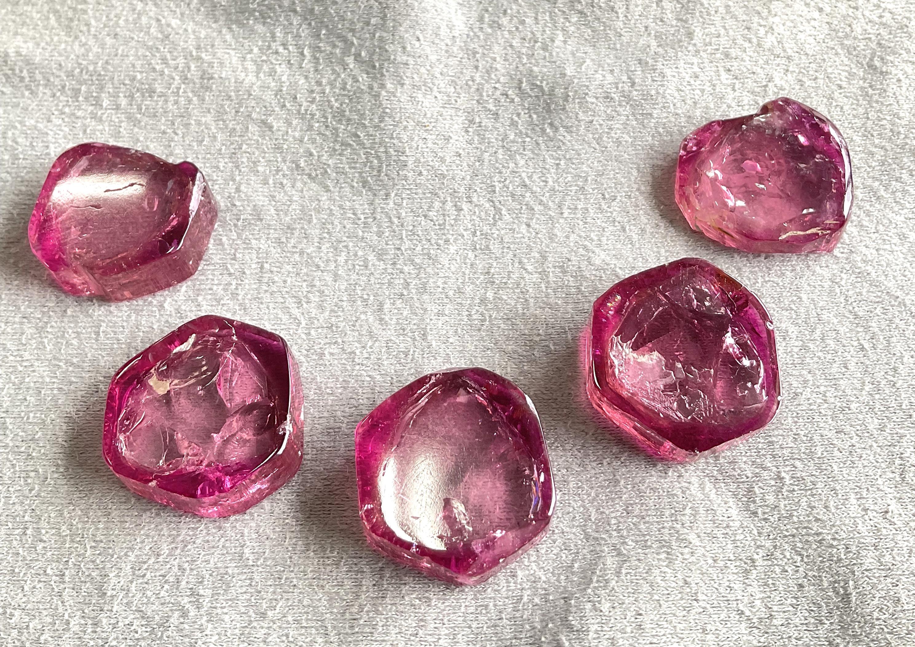 Tumbled 239.56 Carats Pink Color Tourmaline Natural Slices For Top Fine Jewelry Gemstone For Sale
