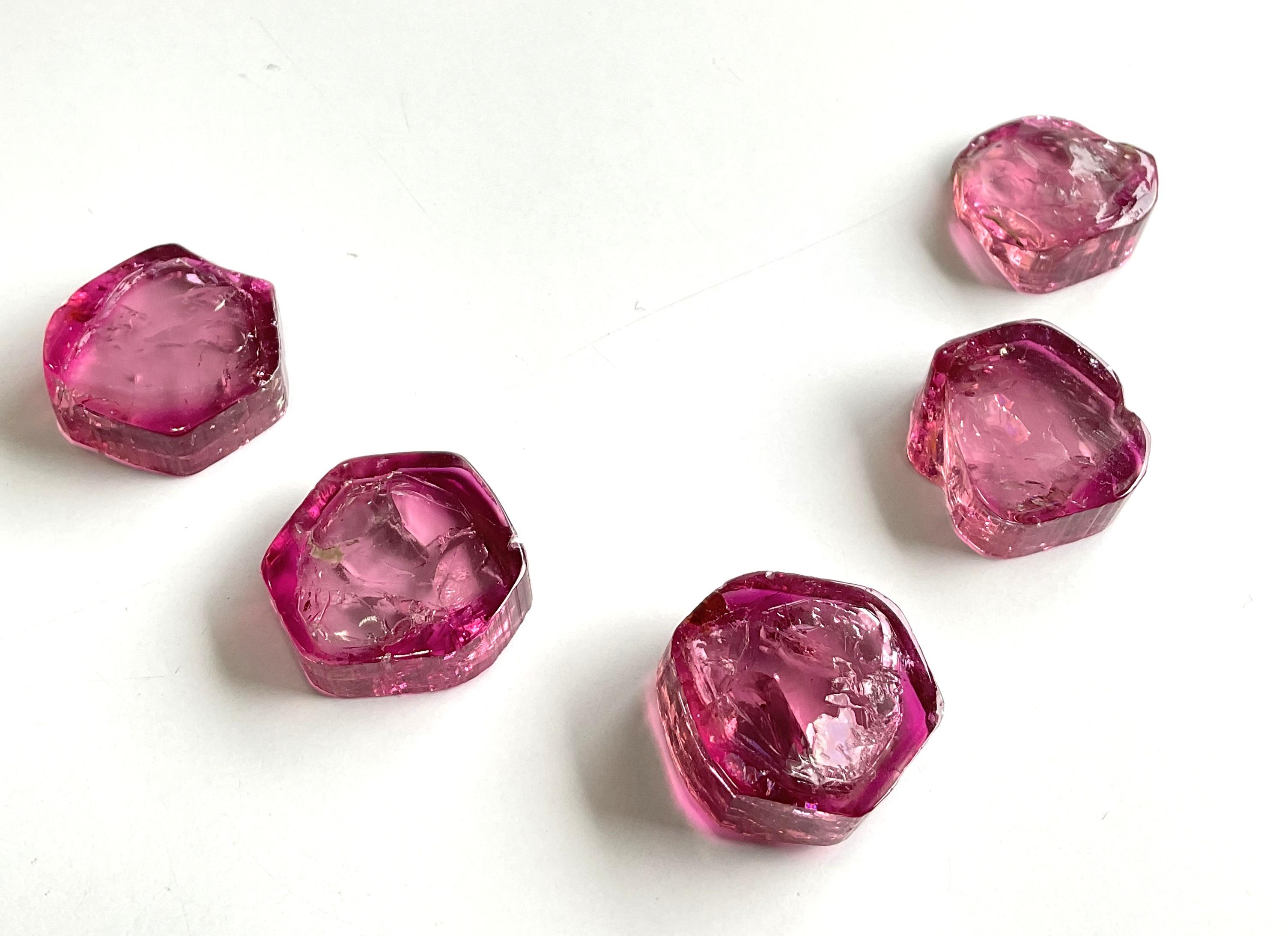 Women's or Men's 239.56 Carats Pink Color Tourmaline Natural Slices For Top Fine Jewelry Gemstone For Sale