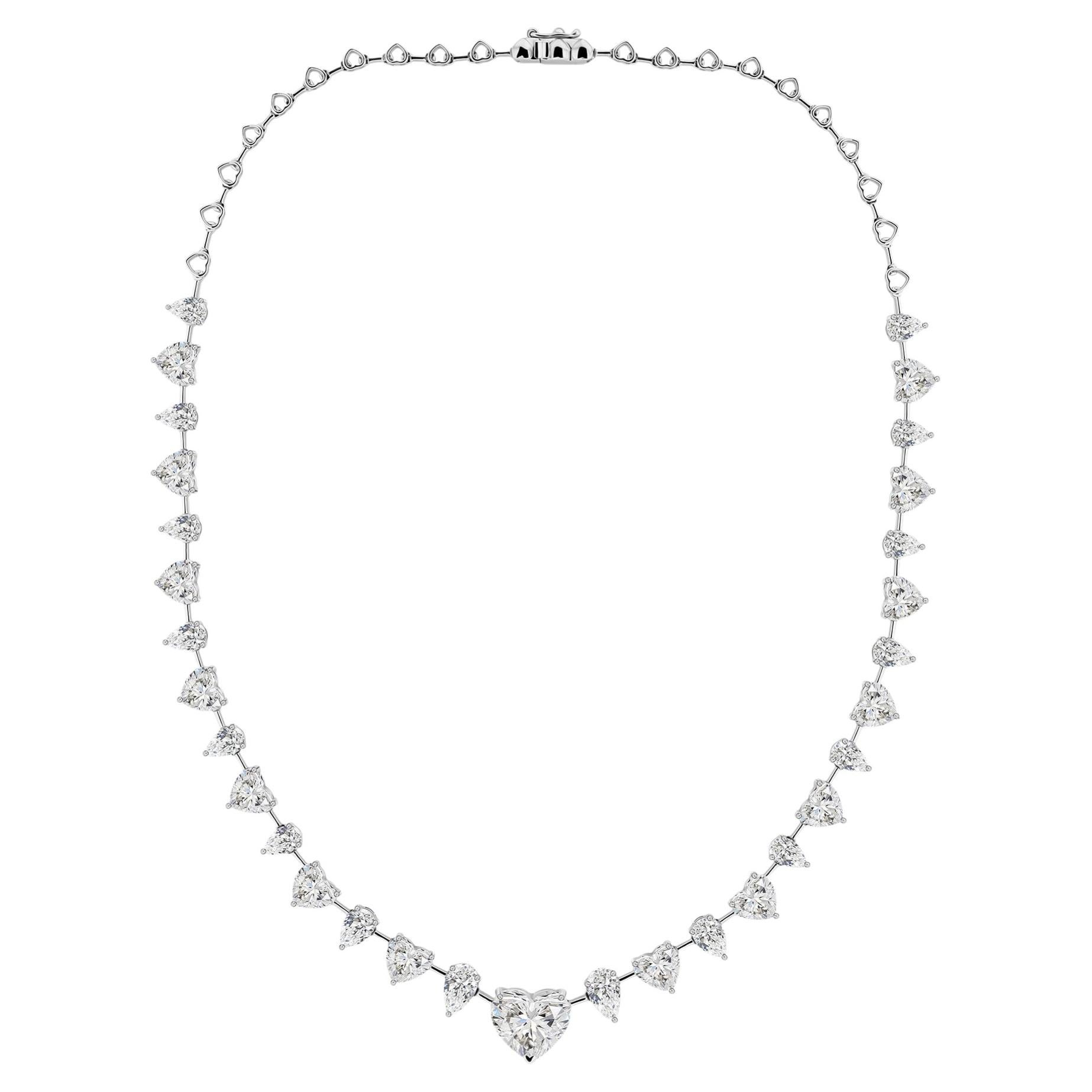 Collar de boda con diamantes de diferentes formas, 23,98 ct, para tu mujer, en oro blanco de 18K