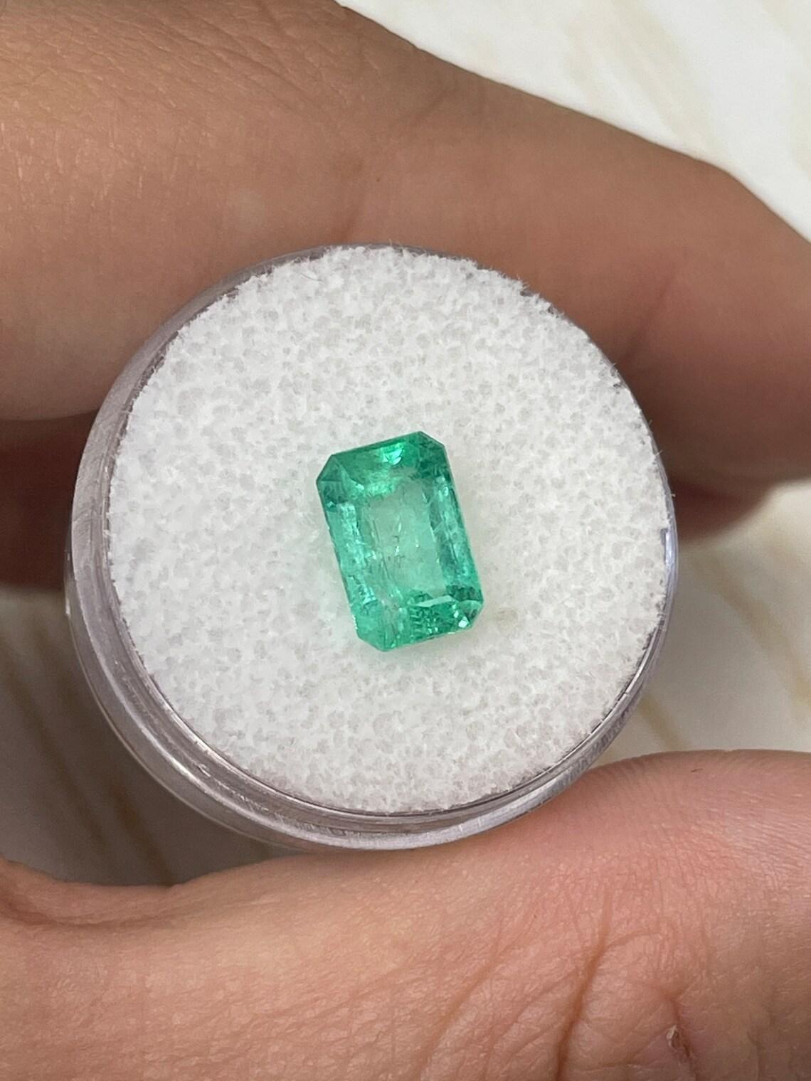 Modern 2.39ct Bright Spring Green Chivor Emerald Emerald Cut Genuine May Birthstone For Sale