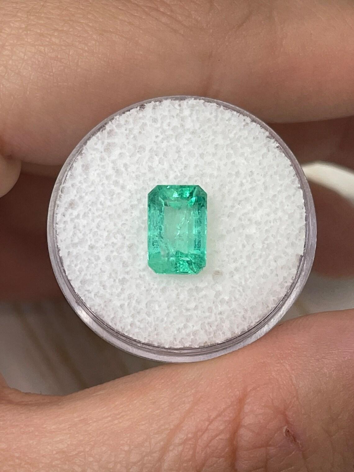 Women's or Men's 2.39ct Bright Spring Green Chivor Emerald Emerald Cut Genuine May Birthstone For Sale