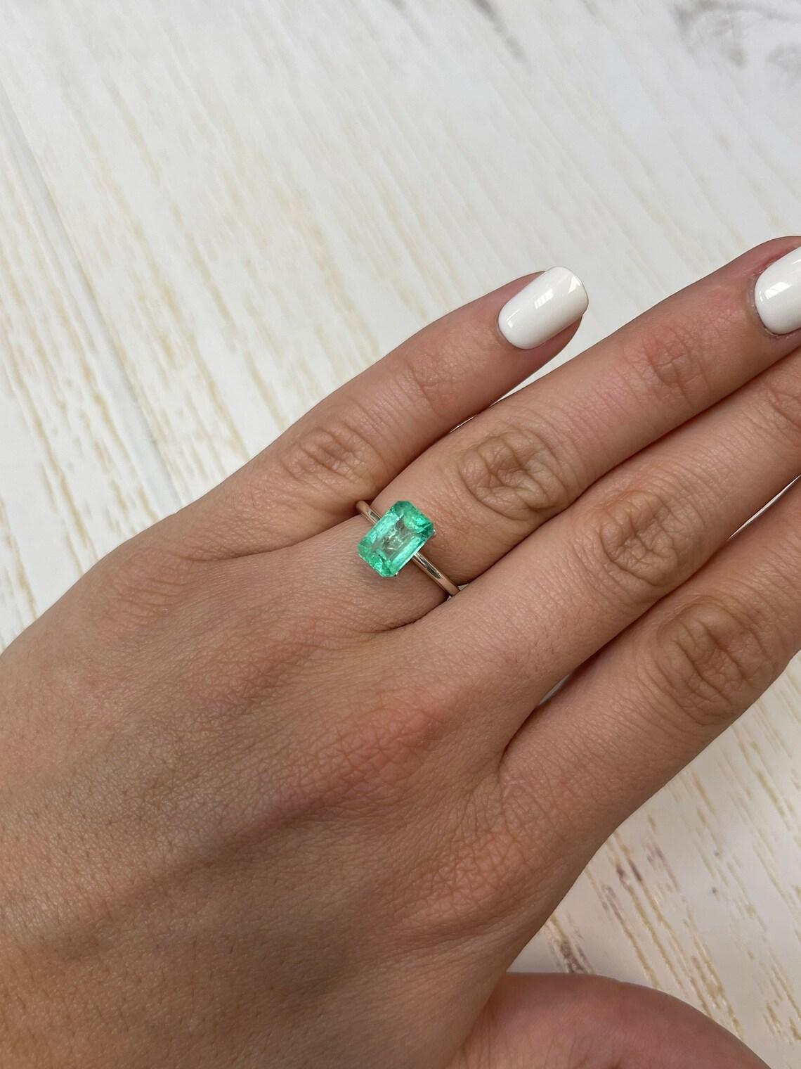 2.39ct Bright Spring Green Chivor Emerald Emerald Cut Genuine May Birthstone For Sale 2