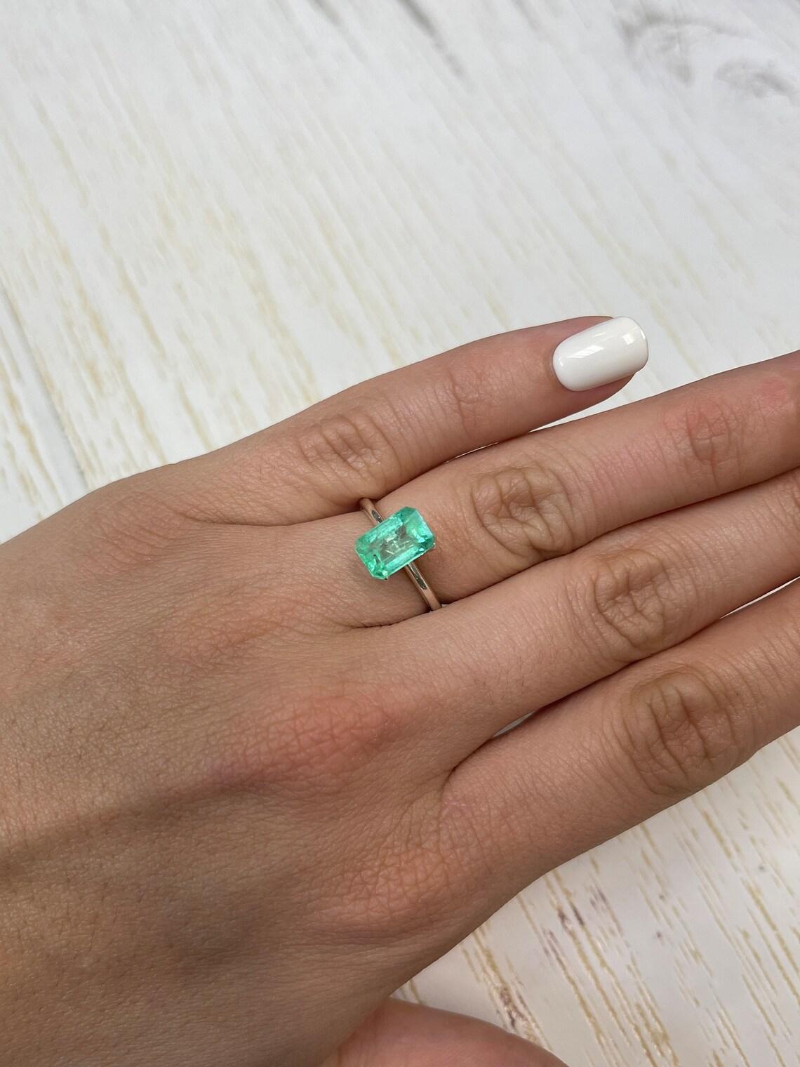 2.39ct Bright Spring Green Chivor Emerald Emerald Cut Genuine May Birthstone For Sale 3