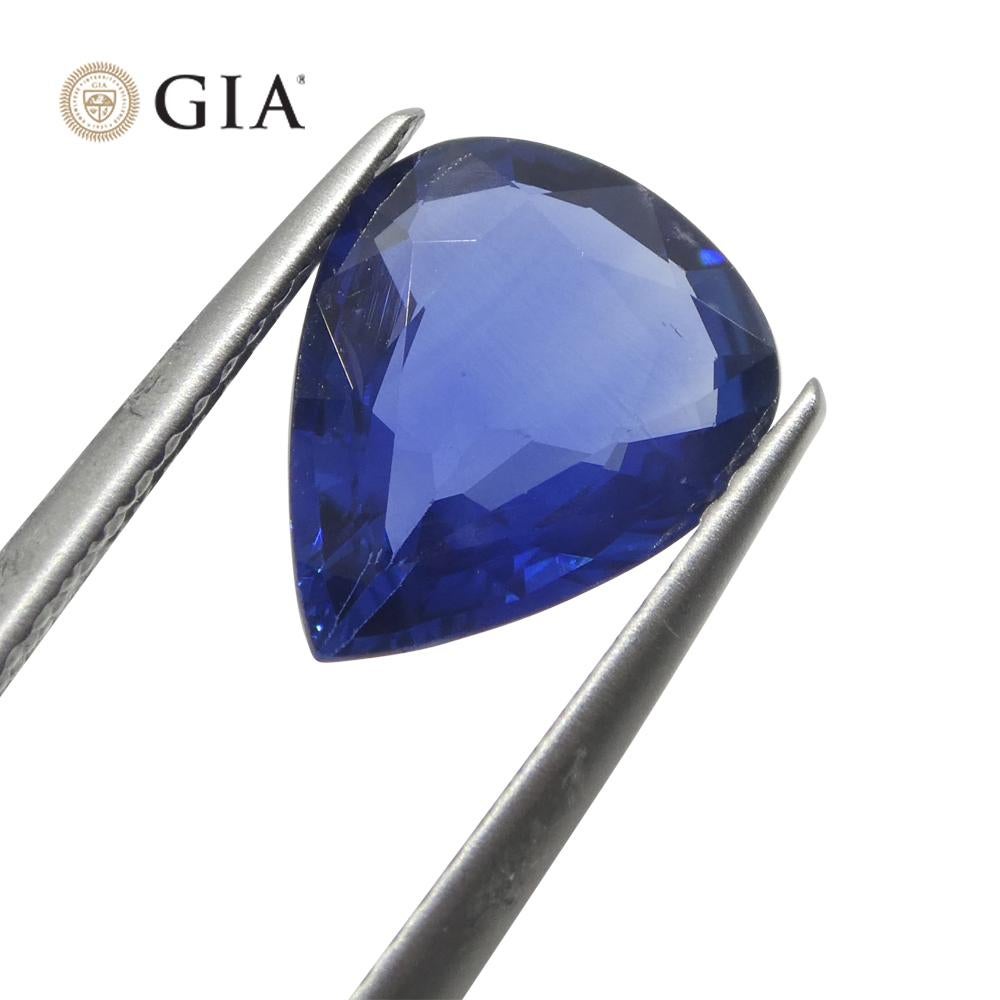 Women's or Men's 2.39ct Pear Blue Sapphire GIA Certified Thailand   For Sale