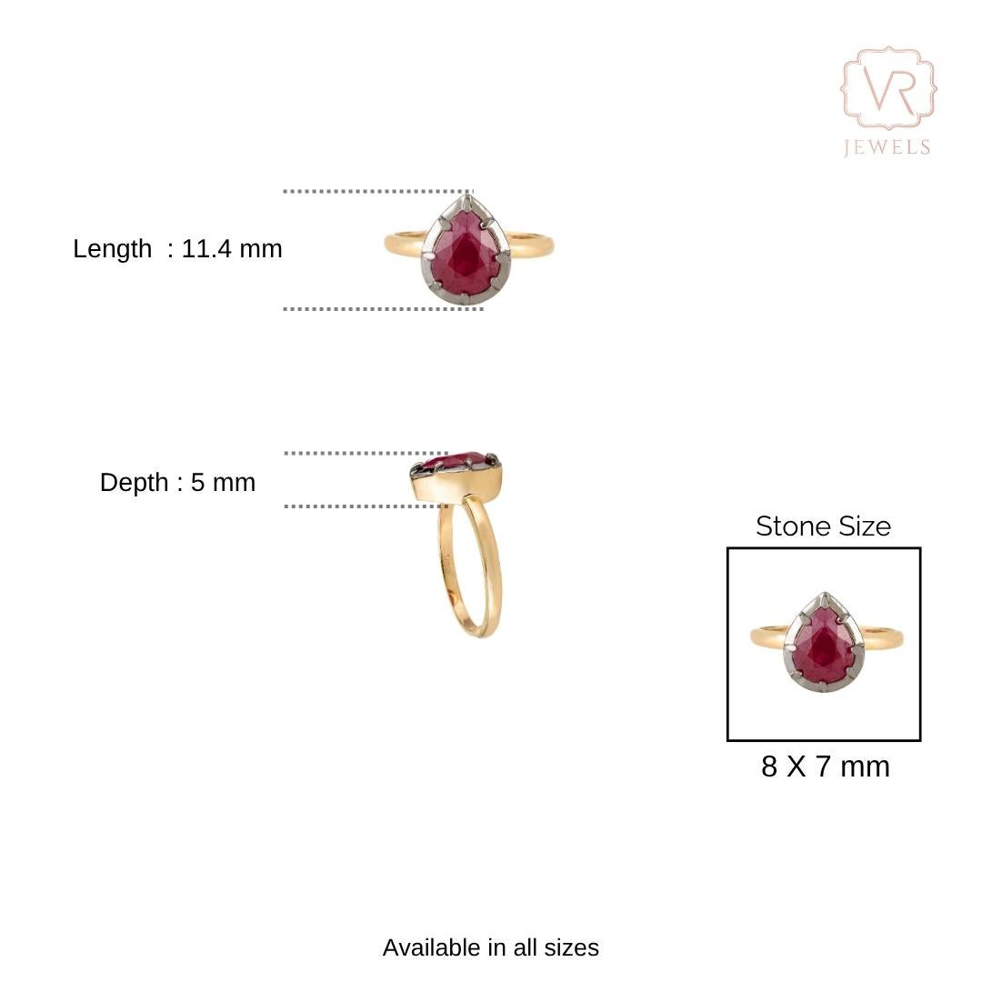 Im Angebot: 2.39Ct Pear Cut Natural Ruby Solitär Ring 18K Gelbgold mit schwarzem Rhodium () 11
