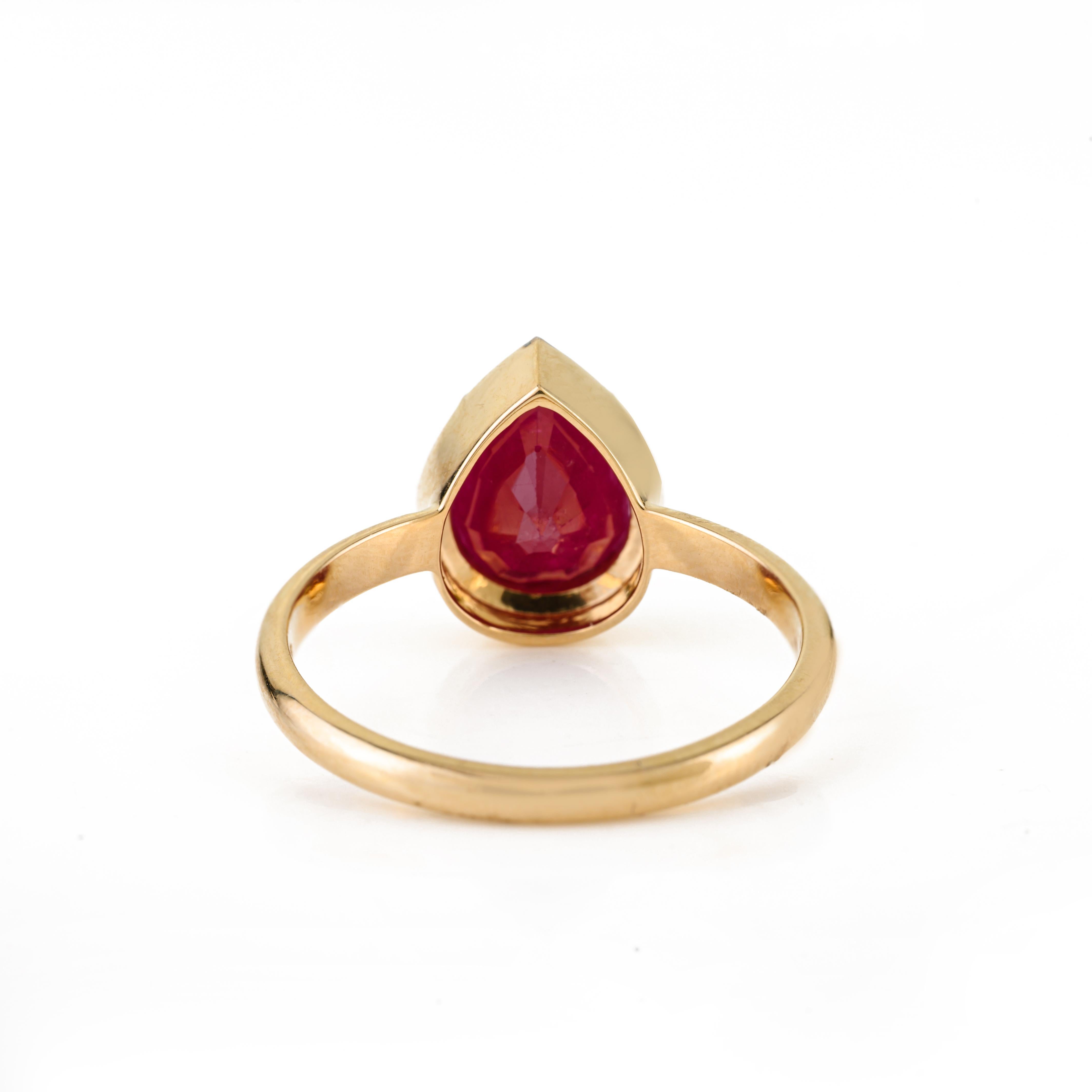 Im Angebot: 2.39Ct Pear Cut Natural Ruby Solitär Ring 18K Gelbgold mit schwarzem Rhodium () 7