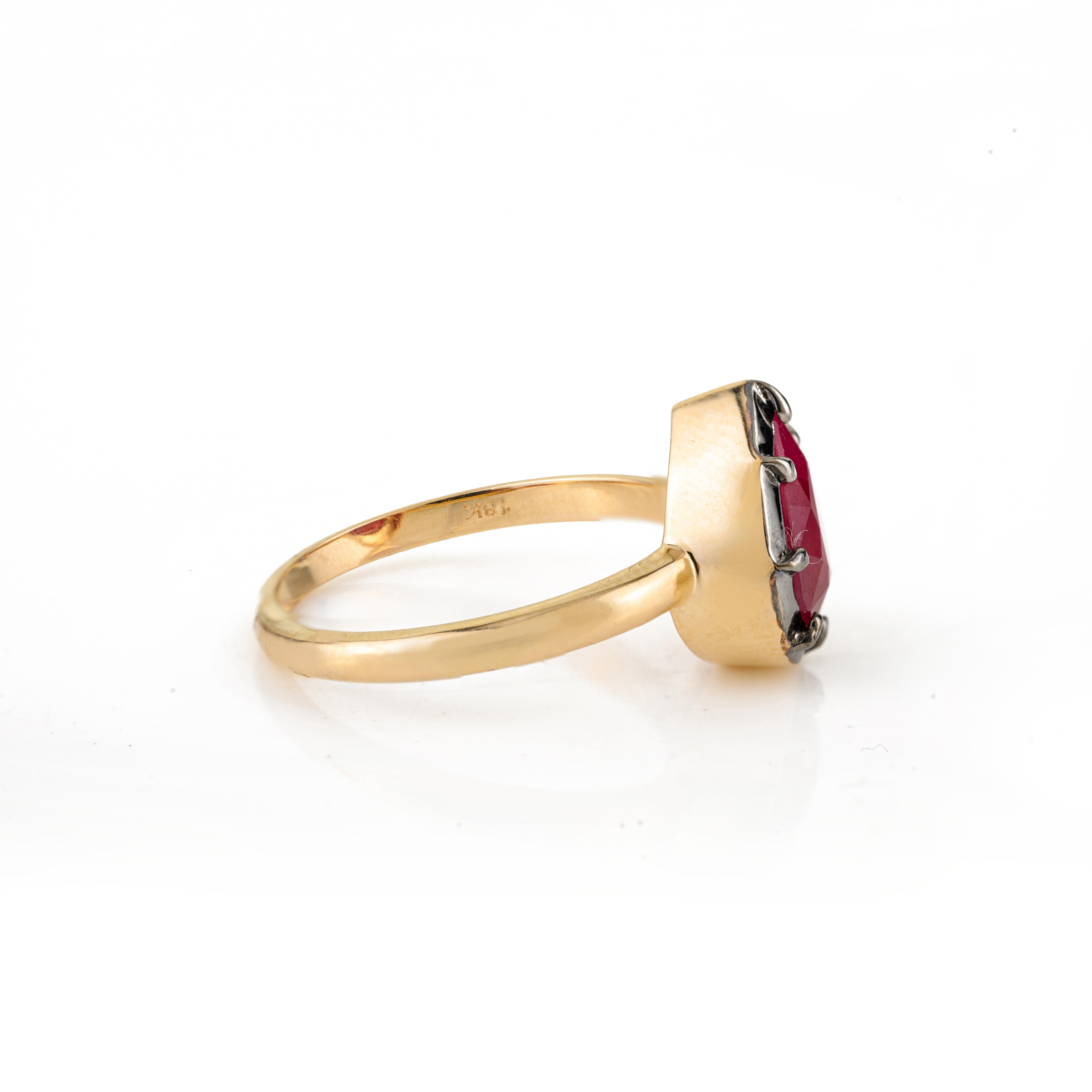 Im Angebot: 2.39Ct Pear Cut Natural Ruby Solitär Ring 18K Gelbgold mit schwarzem Rhodium () 9