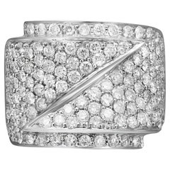2.39Cttw Pave Set Round Cut Diamond Wide Band Ring 14K White Gold Size 7.75