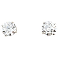 2.39ctw Diamond Stud Earrings With GS Report In 18kw