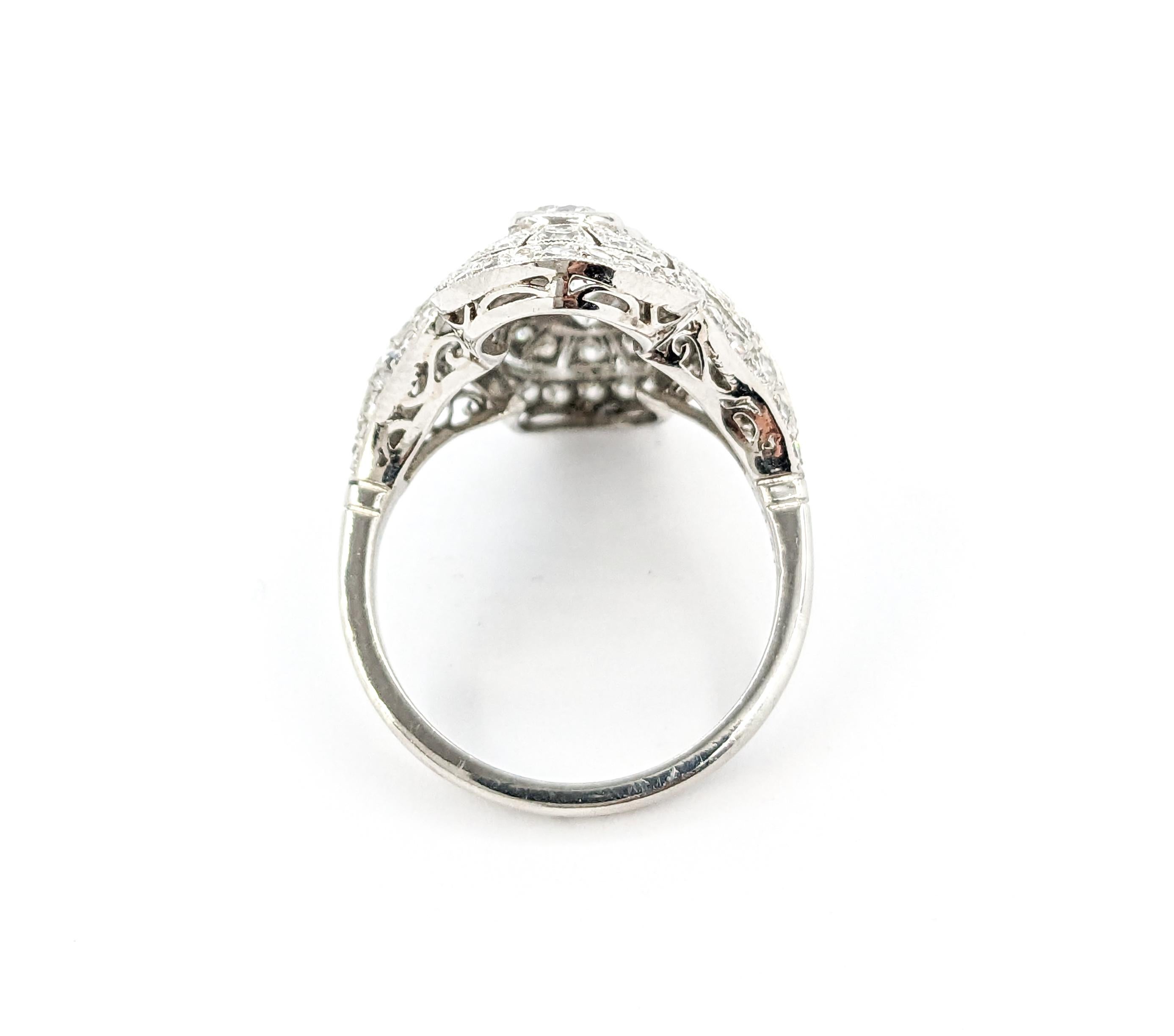 2.39ctw Old European Cut Diamond, Sapphire Accent Mid-Century Ring in Platinum 2