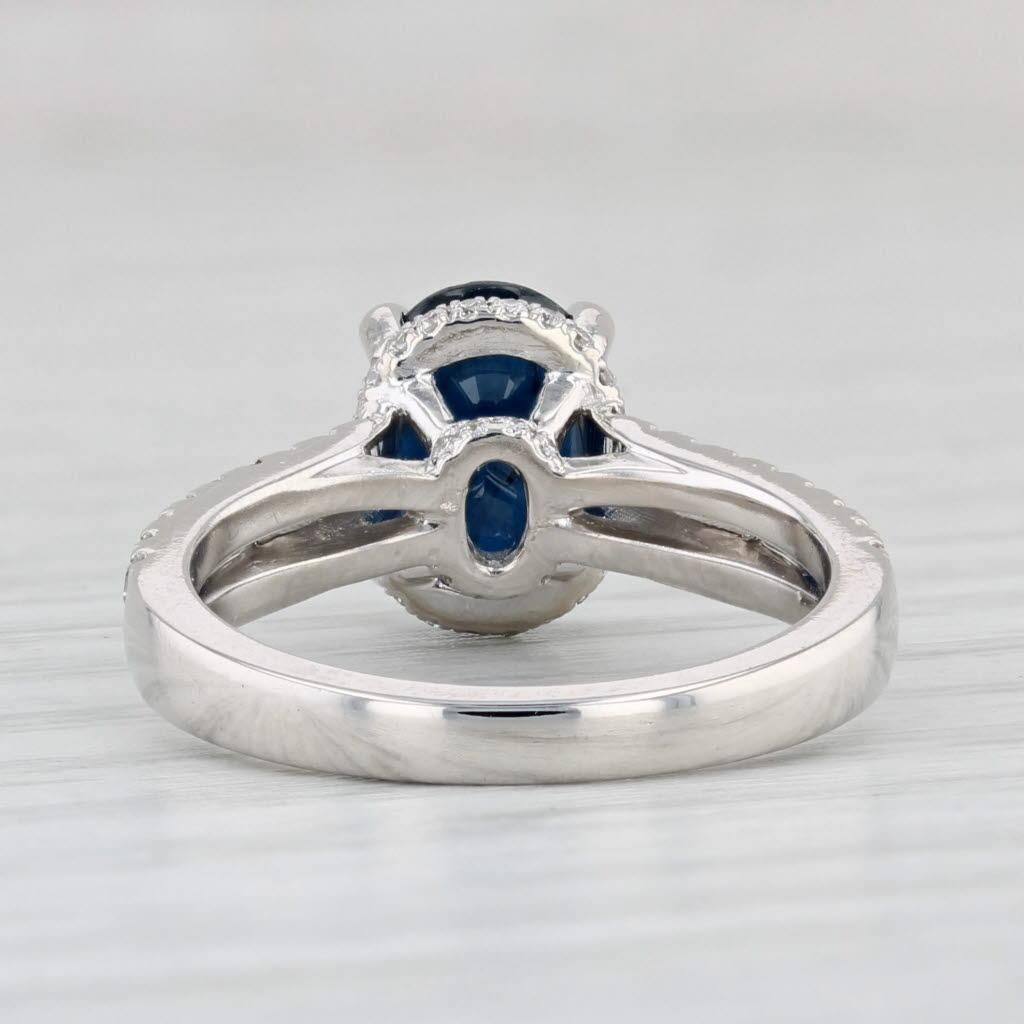 2.39ctw Oval Blue Sapphire Diamond Ring 18k White Gold Size 6 Engagement In Good Condition For Sale In McLeansville, NC