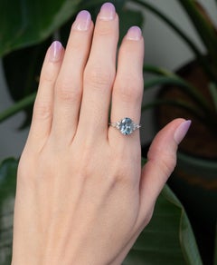 2.3Ct Aquamarine Ring with Natural Diamonds Accents: Solid 14K Gold, Oval 10x8mm