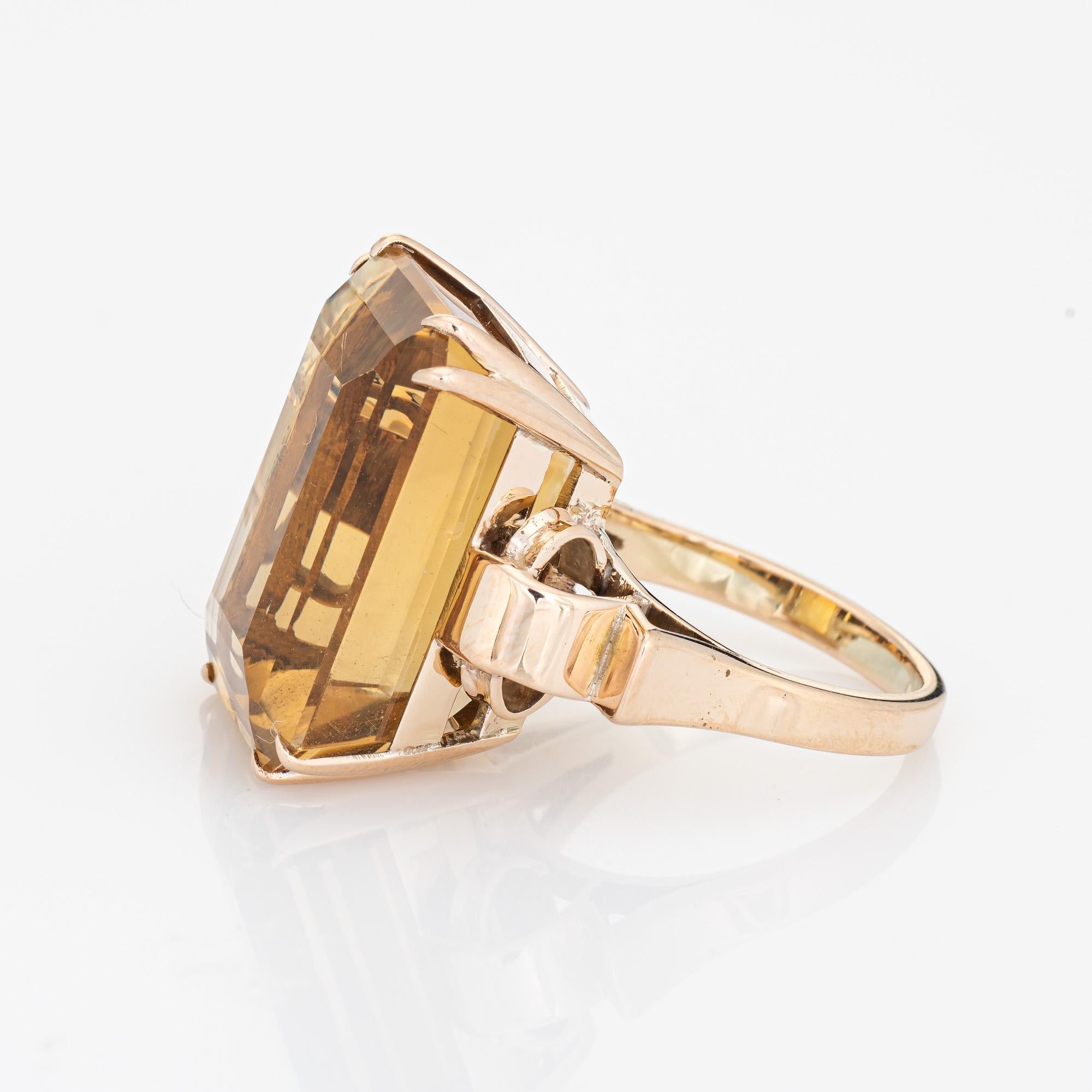 23ct Citrin Ring Retro Vintage 14k Gelbgold Großer Cocktail Mitte des Jahrhunderts Gr. 6 im Zustand „Gut“ in Torrance, CA