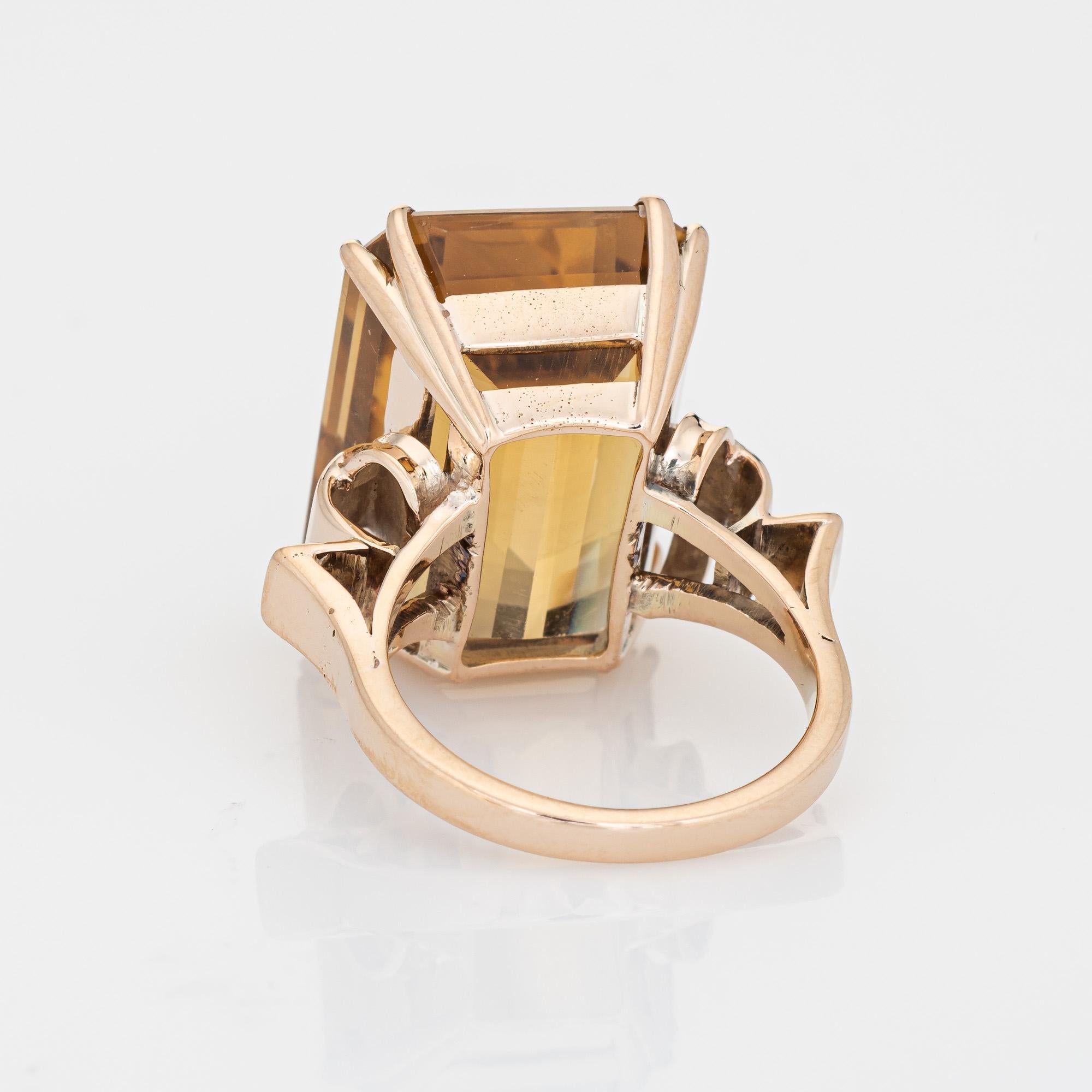 23ct Citrin Ring Retro Vintage 14k Gelbgold Großer Cocktail Mitte des Jahrhunderts Gr. 6 Damen