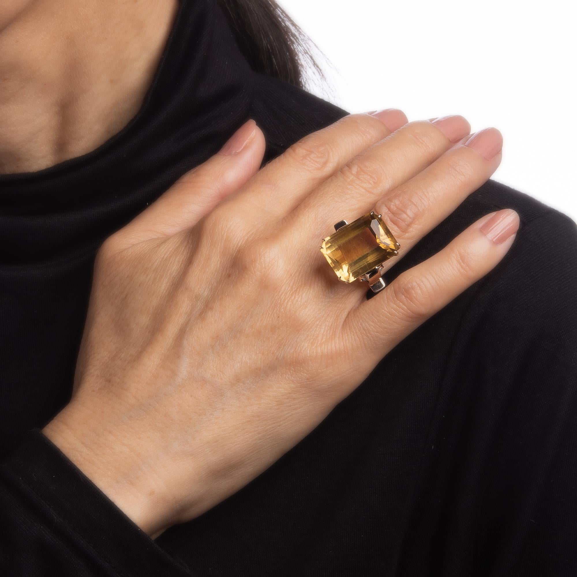 23ct Citrin Ring Retro Vintage 14k Gelbgold Großer Cocktail Mitte des Jahrhunderts Gr. 6 1