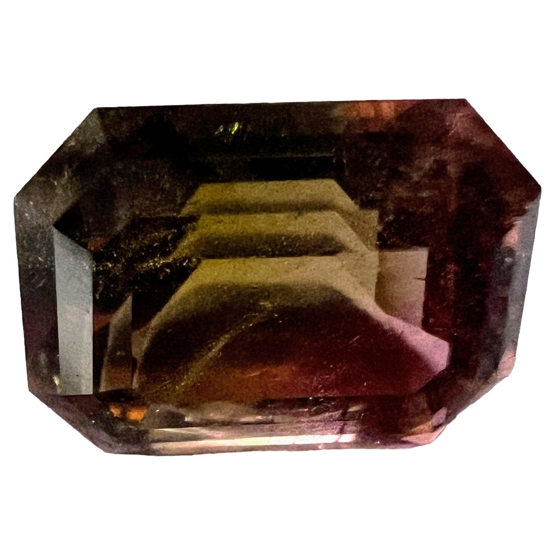 2.3ct Emerald Bi-Color Brown and Pink Rubellite Gemstone  In New Condition For Sale In Sheridan, WY