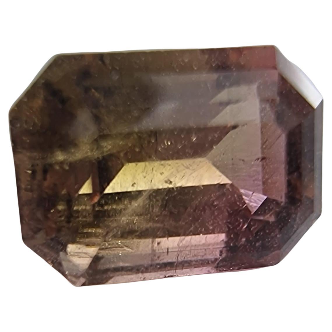 Modern 2.3ct Emerald Bi-Color Brown and Pink Rubellite Gemstone  For Sale