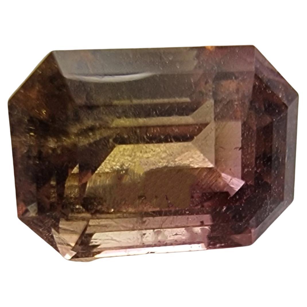2.3ct Emerald Bi-Color Brown and Pink Rubellite Gemstone  For Sale
