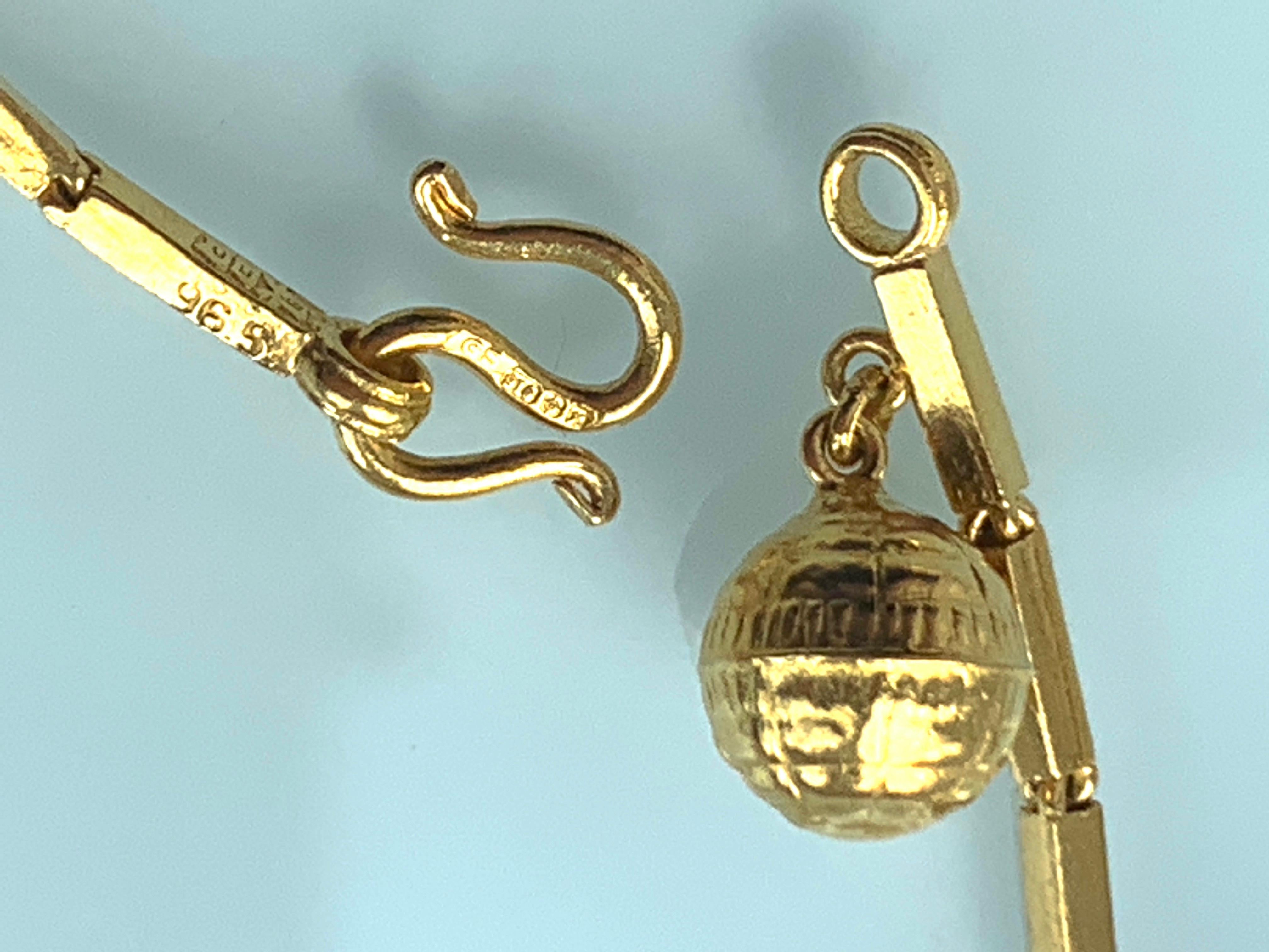 23 Karat Gold Globus-Charm-Armband 1,82 Gramm Damen