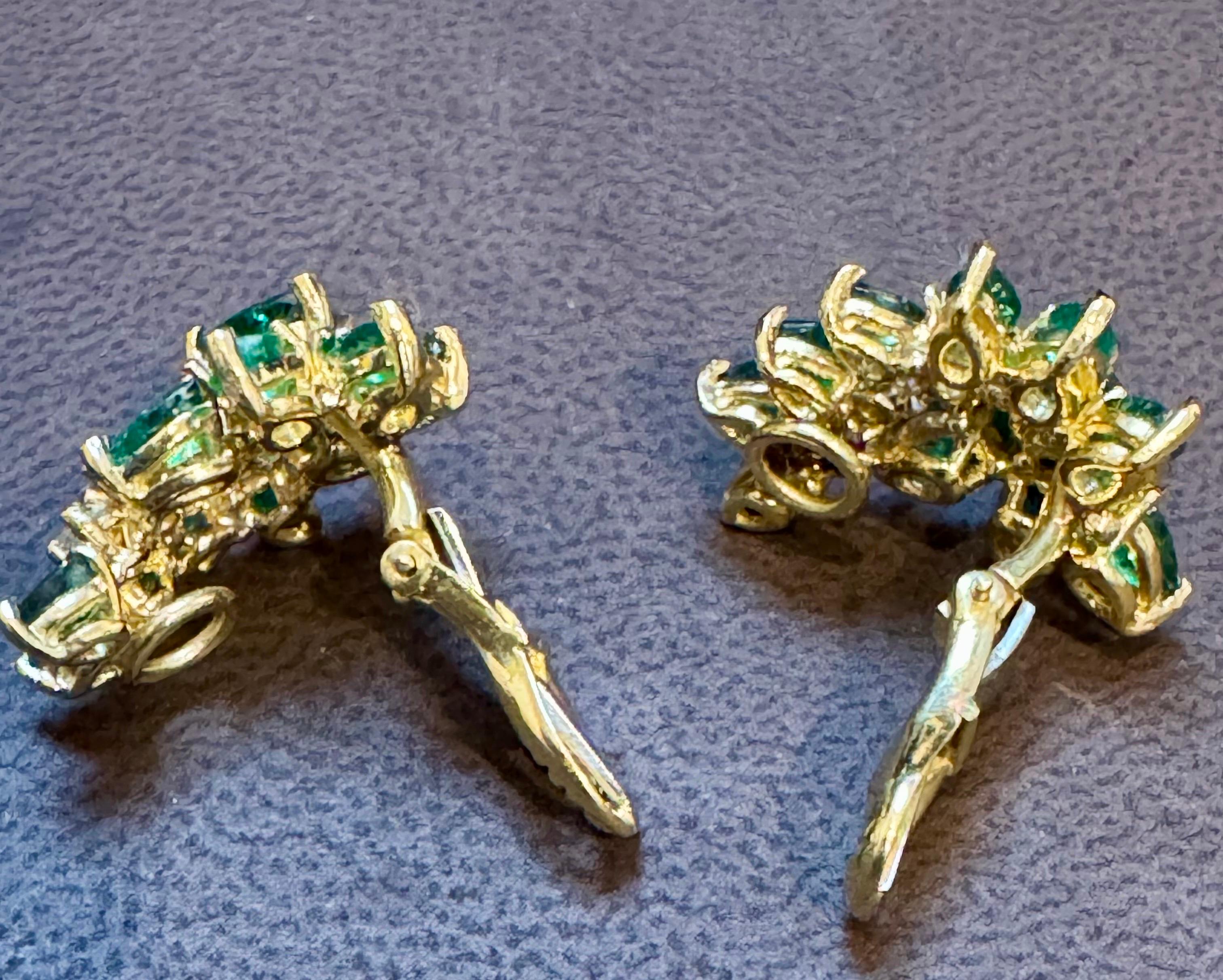 Pendiente de clip con esmeralda marquesa brasileña natural de 2,3 ct y diamante de 0,60 ct 18 KYG en venta 5