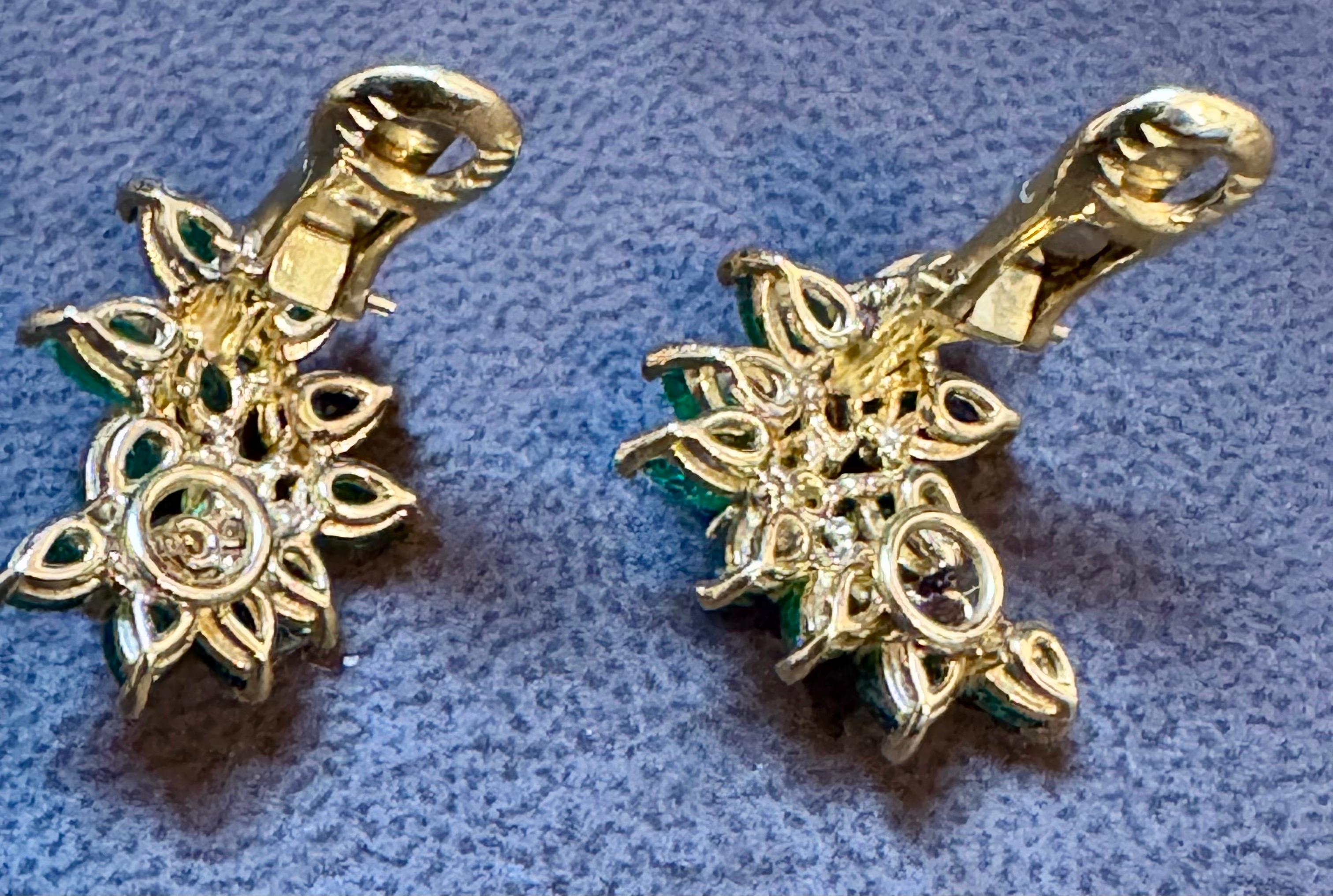Pendiente de clip con esmeralda marquesa brasileña natural de 2,3 ct y diamante de 0,60 ct 18 KYG en venta 4