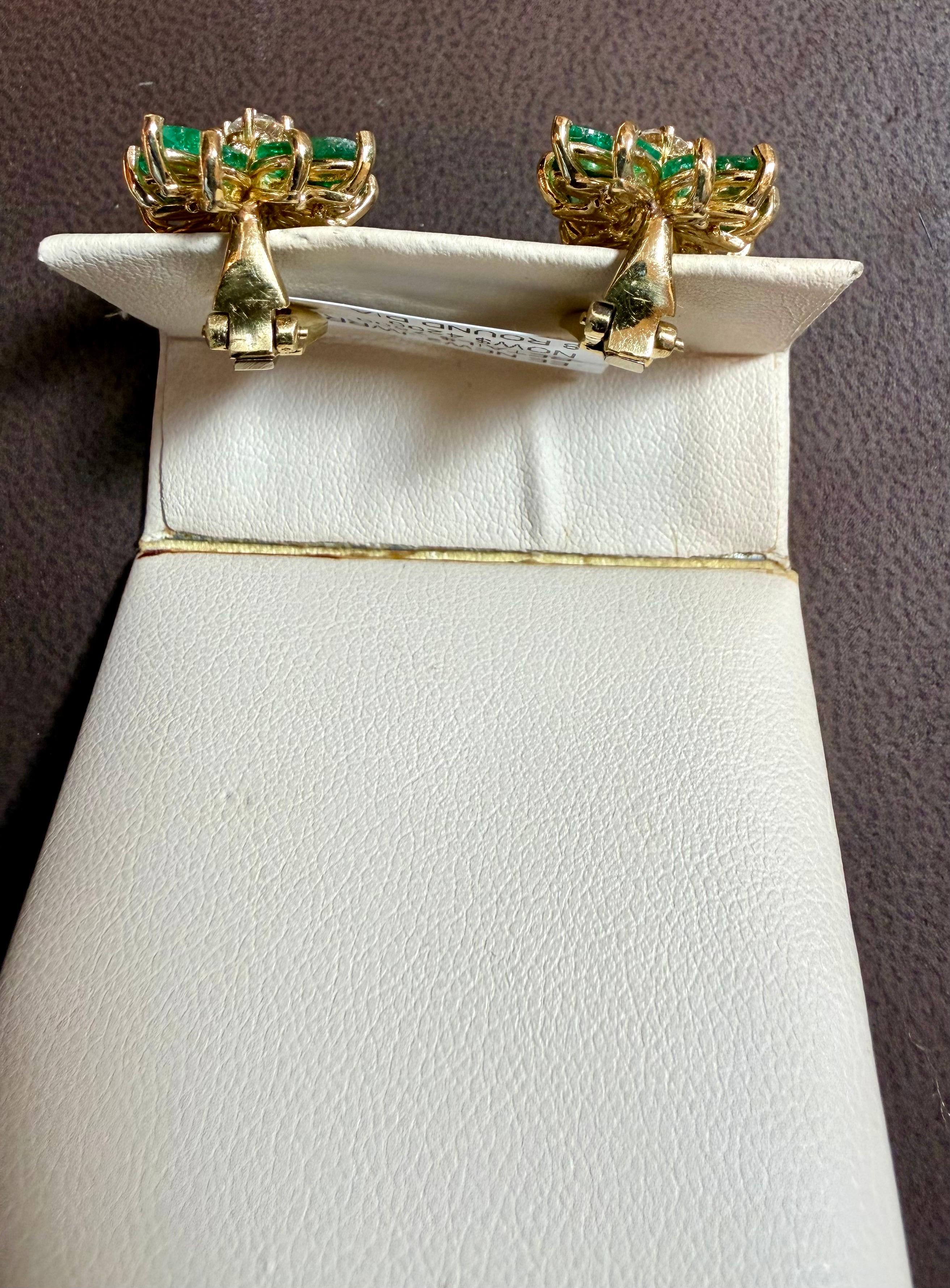 Pendiente de clip con esmeralda marquesa brasileña natural de 2,3 ct y diamante de 0,80 ct 18 KYG en venta 2